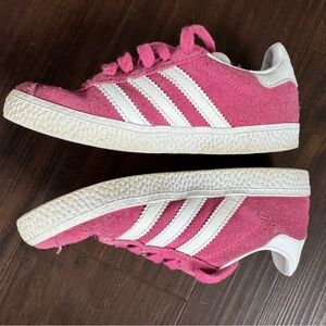 Girls Pink Adidas Gazelles, little kid size 12